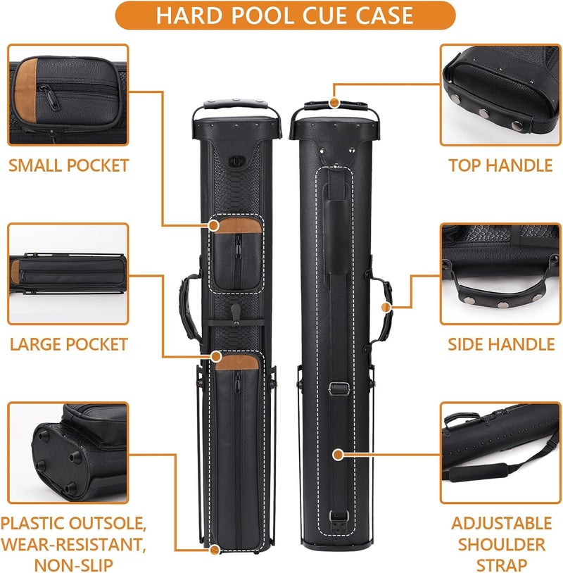 Oztwel 2x4 Pool Cue Case, Hard Pool Cue Case, Billiard Cue Case with Stand, Billiards Accessories Holds 2 Cue Butt and 4 Cue Shafts - Image 2